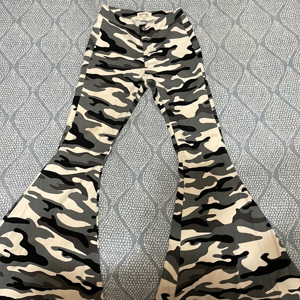 Peach love camp wide legged bell bottoms! (Small)